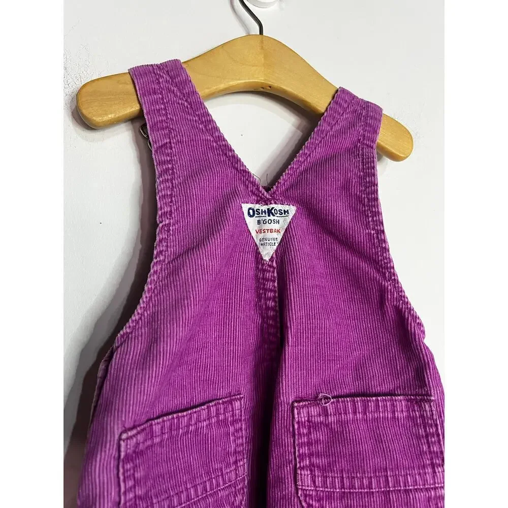 OshKosh B'Gosh Vintage Corduroy USA Overalls Purple Girls 12 Months
